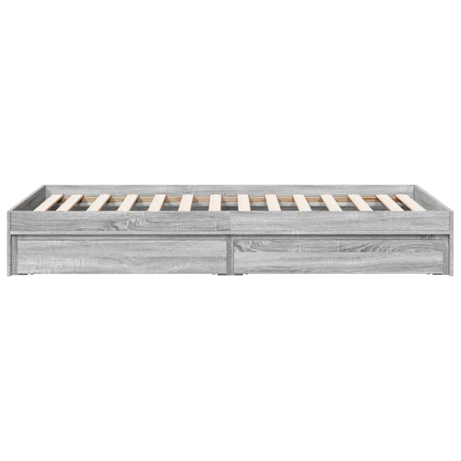 Cama con cajones madera de ingeniería gris Sonoma 90x190