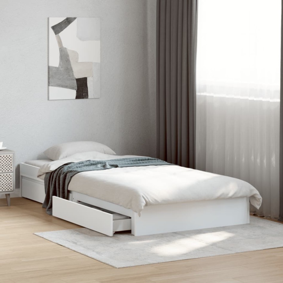 Cama con cajones madera de ingeniería blanca 75x190