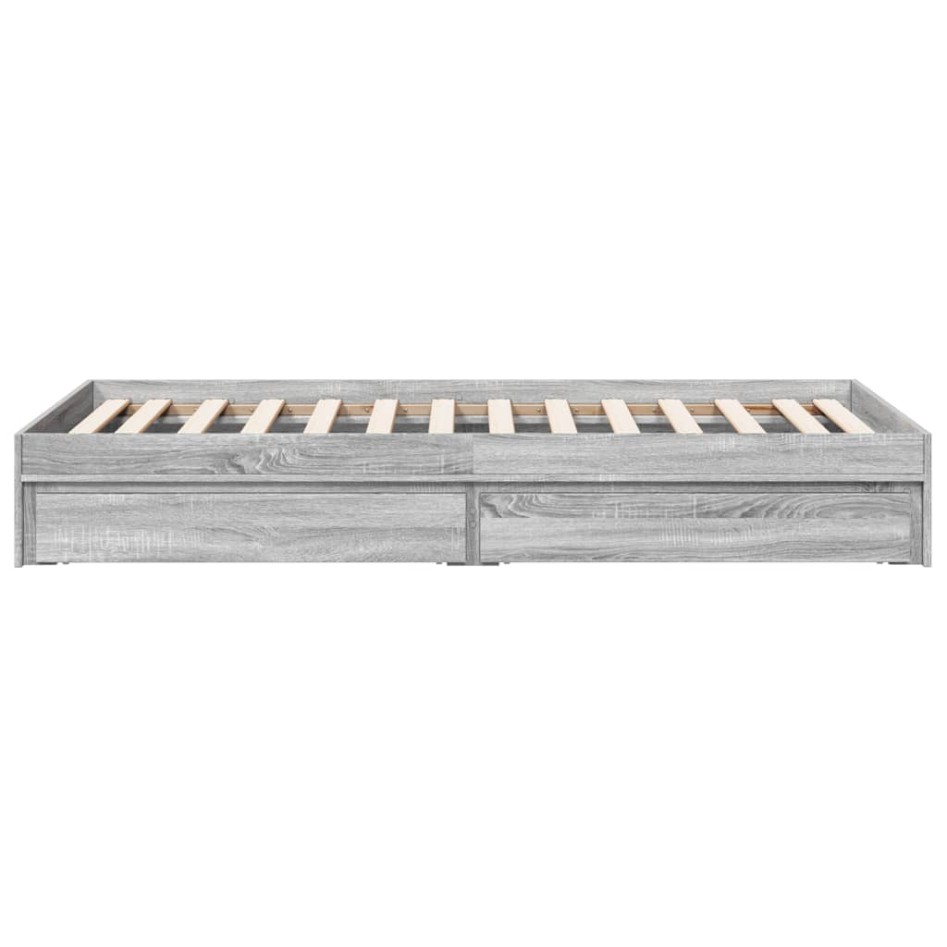 Cama con cajones madera de ingeniería gris Sonoma 75x190