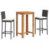 Mesa y taburetes de jardín 3 pzas madera acacia ratán PE