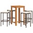 Mesa y taburetes de jardín 5 pzas madera acacia ratán PE