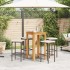Mesa y taburetes de jardín 5 pzas madera acacia ratán PE