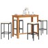 Mesa y taburetes de jardín 5 pzas madera acacia ratán PE