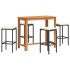 Mesa y taburetes de jardín 5 pzas madera acacia ratán PE