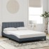 Cama con colchón terciopelo gris oscuro 140x190