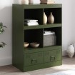 Aparador de acero verde oliva 67x39x95 cm