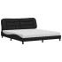 Cama con colchón cuero sintético negro 180x200