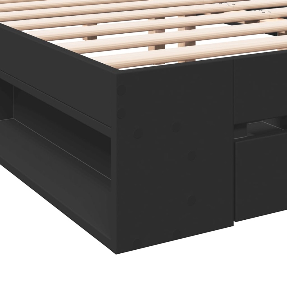 Cama con cajones madera de ingeniería negro 135x190