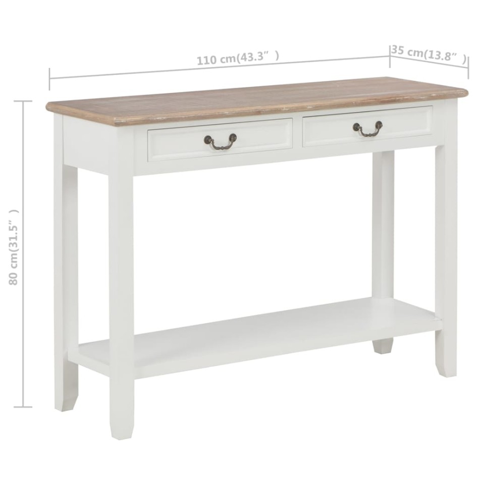 Mesa consola de madera blanco 110x35x80