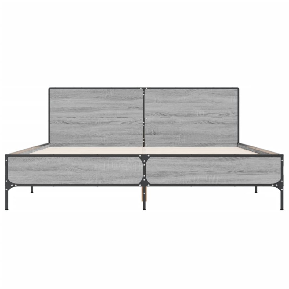 Estructura cama madera ingeniería metal gris Sonoma 120x200