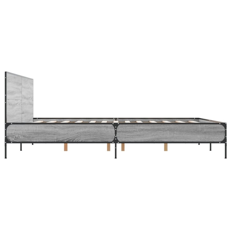 Estructura cama madera ingeniería metal gris Sonoma 120x200