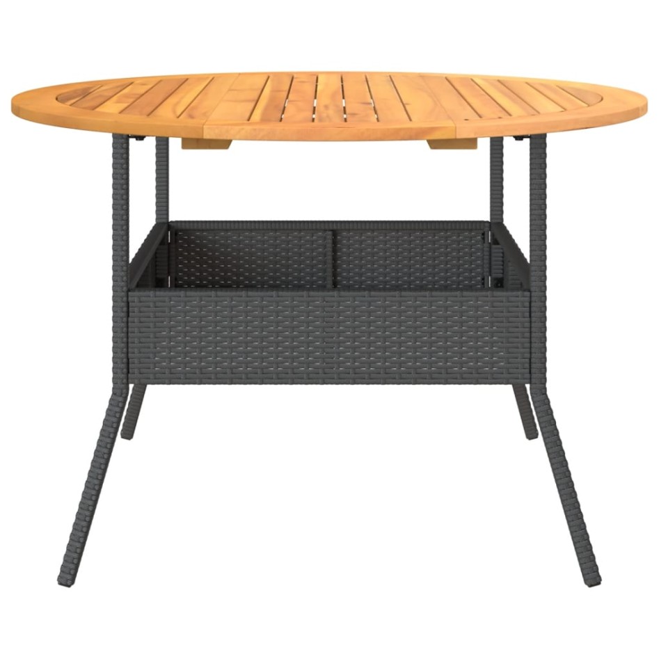 Mesa de jardín superficie madera acacia ratán negro Ø110x71