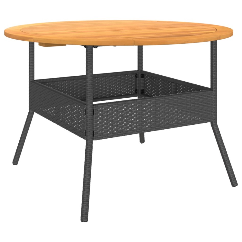 Mesa de jardín superficie madera acacia ratán negro Ø110x71