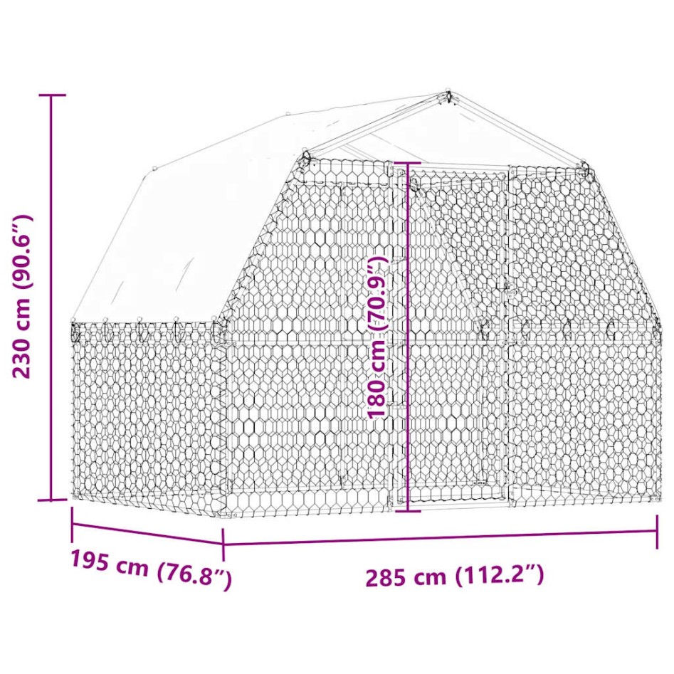 Jaula para perros con techo y puerta acero galvanizado