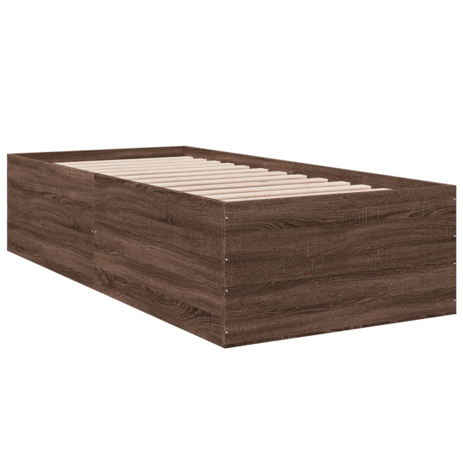 Estructura de cama madera de ingeniería roble marrón 90x200