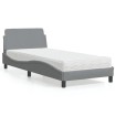 Cama con colchón tela gris claro 90x190 cm