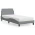 Cama con colchón tela gris claro 90x190