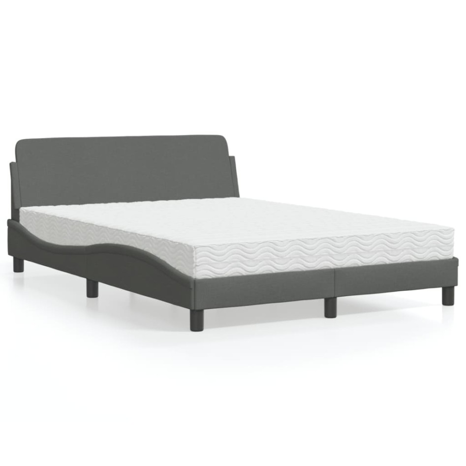 Cama con colchón tela gris oscuro 120x200