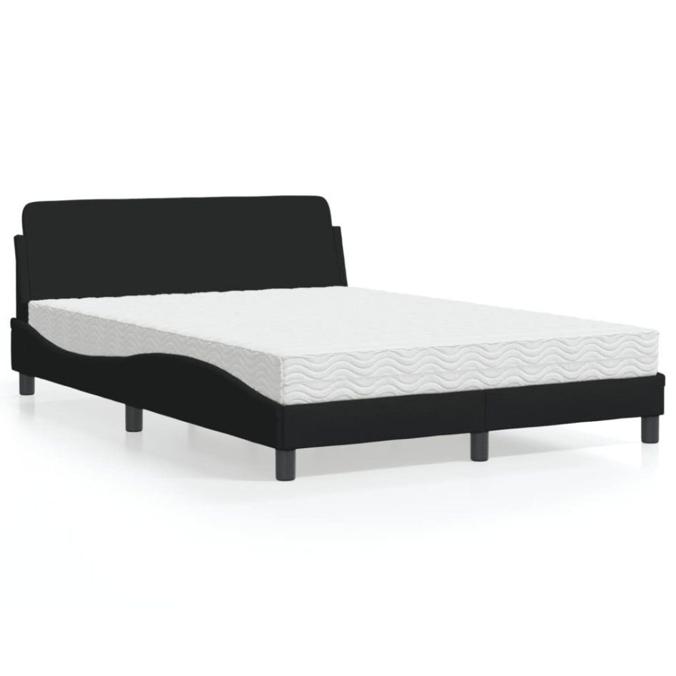Cama con colchón tela negro 140x190