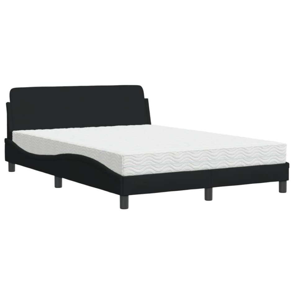 Cama con colchón tela negro 140x190