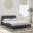 Cama con colchón terciopelo gris oscuro 140x190