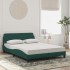 Cama con colchón terciopelo verde oscuro 140x200