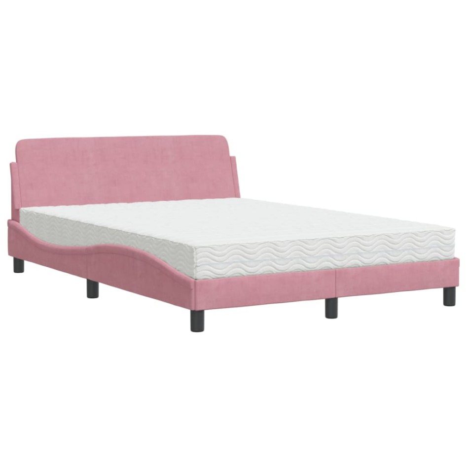Cama con colchón terciopelo rosa 140x200