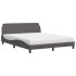 Cama con colchón cuero sintético gris 160x200