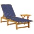 Tumbona con mesa madera maciza de acacia y tela azul