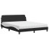 Cama con colchón cuero sintético negro y blanco 160x200