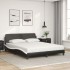 Cama con colchón cuero sintético negro y blanco 160x200