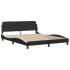 Cama con colchón cuero sintético negro y blanco 160x200