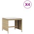 Taburetes jardín con cojines 4 uds ratán PE beige 40x40x35