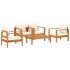 Set de sofás de jardín con cojines 5 pzas madera maciza