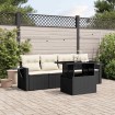 Set de muebles de jardín 5 pzas y cojines ratán sintético negro
