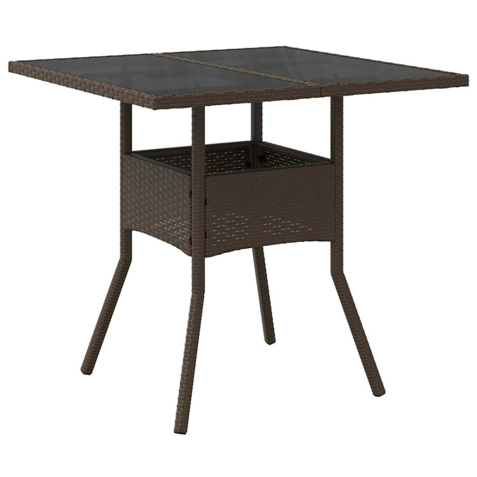 Set comedor jardín 3 pzas cojines ratán sintético vidrio