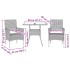 Set comedor jardín 3 pzas cojines ratán sintético vidrio