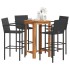 Mesa y taburetes de jardín 5 pzas madera acacia ratán PE