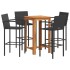 Mesa y taburetes de jardín 5 pzas madera acacia ratán PE