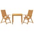 Juego de comedor de jardín 3 piezas madera maciza de