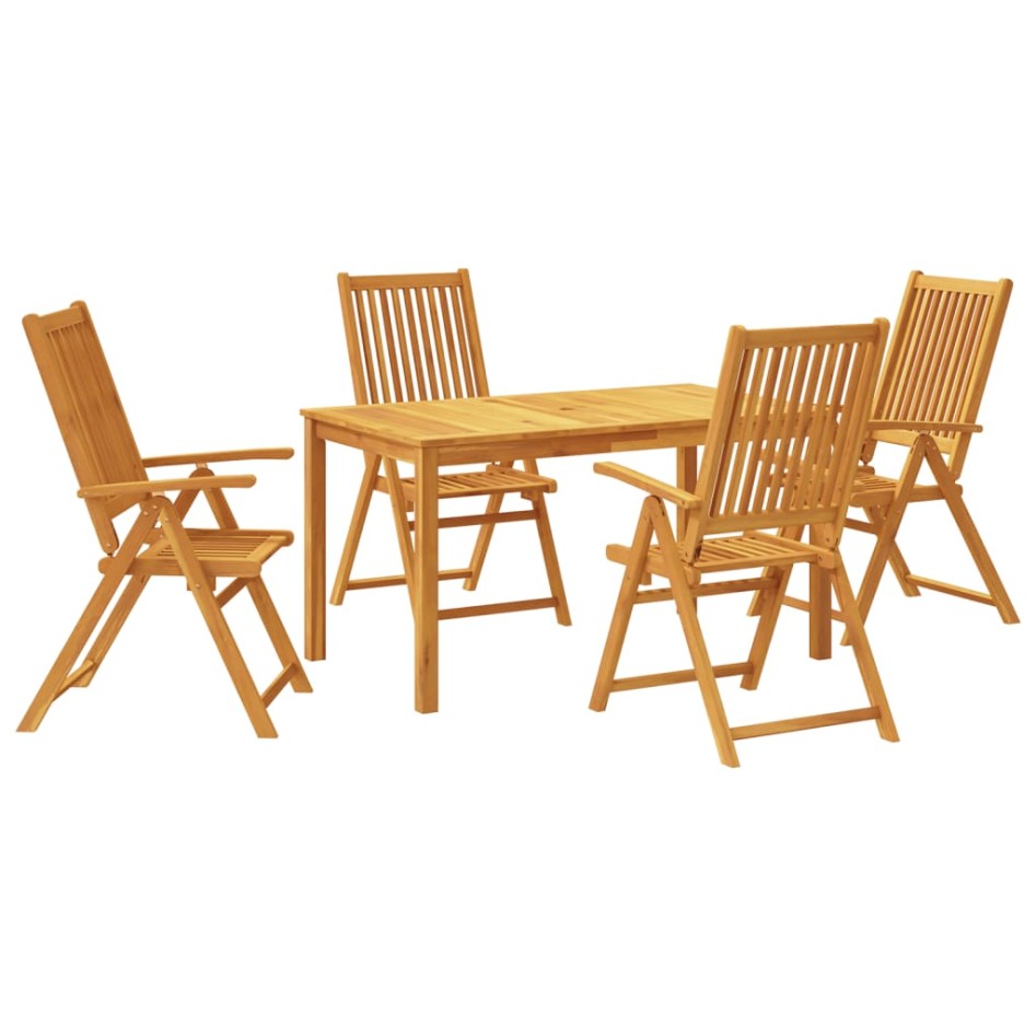 Juego de comedor de jardín 5 piezas madera maciza de