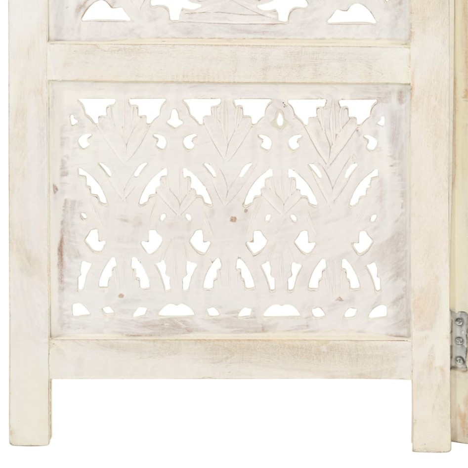 Biombo 5 paneles tallado a mano madera mango blanco 200x165