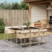 Set comedor de jardín 7 pzas con cojines ratán sintético beige