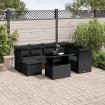 Set de sofás de jardín 8 piezas y cojines ratán sintético negro