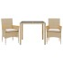 Set comedor jardín 3 pzas cojines ratán sintético vidrio