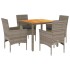 Set de comedor jardín 5 pzas con cojines ratán PE acacia