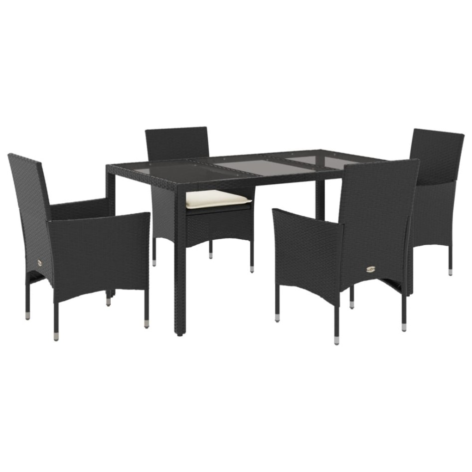 Set comedor jardín 5 pzas cojines ratán sintético vidrio