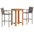 Mesa y taburetes de jardín 3 pzas madera acacia ratán PE