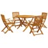 Set de comedor de jardín plegable 5 pzas madera maciza