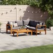 Set sofás de jardín con cojines 4 pzas madera maciza de acacia